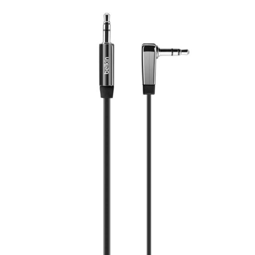CABLE,3.5MM AUDIO,M/M,FLAT,RT ANGLE,4′,BLK